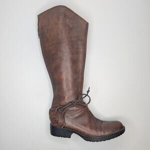 Born Shyra Boots full grain leather back zipper rubber soles brown tan size 6